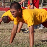 cadet doing a push-up at military school