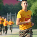 A cadet jogging at military school
