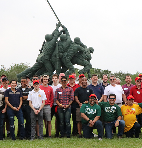 MMA alumni in front of Iwo Jima monument