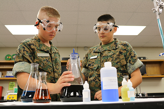 cadets in chemistry class