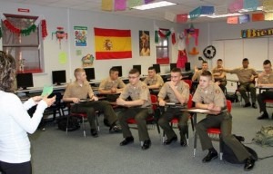 Boys in class at Military School