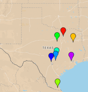 A map of Texas boarding schools