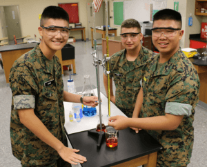 Military School Student in the Chemistry Lab
