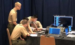 MMA Cadets competing in a computer security challenge at cyberPatriot national finals