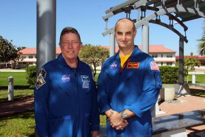 Astronaut Michael Fossum and NASA research pilot Dick Smith
