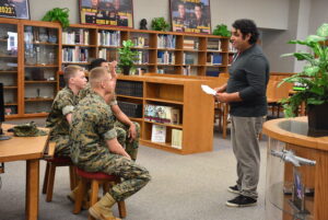 students in the MMA library