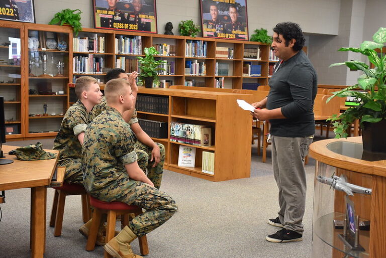students in the MMA library