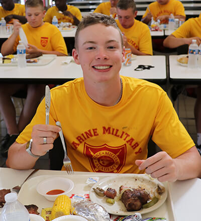 Cadet having a meal at the MMA Mess Hall